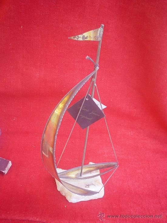 Antig&uuml;edades: ESCULTURA DE BARCO EN METAL Y MARMOL * MARIO JASON EEUU