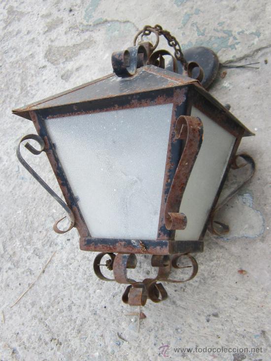 Antig&uuml;edades: FAROL DE TECHO EN HIERRO DE FORJA - Foto 2