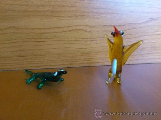 Antig&uuml;edades: Cocodrilo y pajaro en cristal de murano - Foto 1