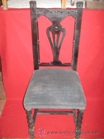 Antig&uuml;edades: Juego de cinco sillas de madera para restaurar. - Foto 2