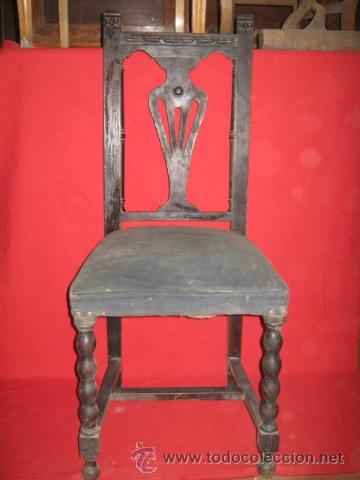 Antig&uuml;edades: Juego de cinco sillas de madera para restaurar. - Foto 3