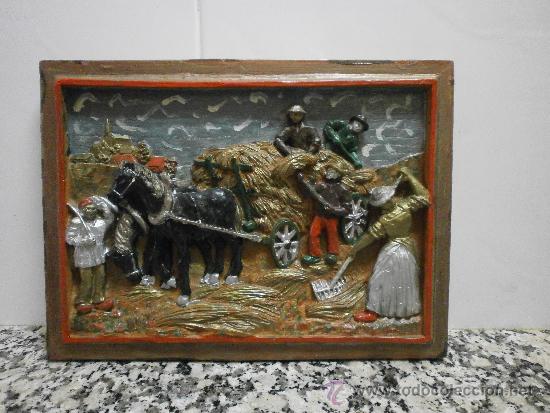 Antiques: CUADRO EN RELIEVE MOTIVOS LABRANZA MEDIDAS 30X 22