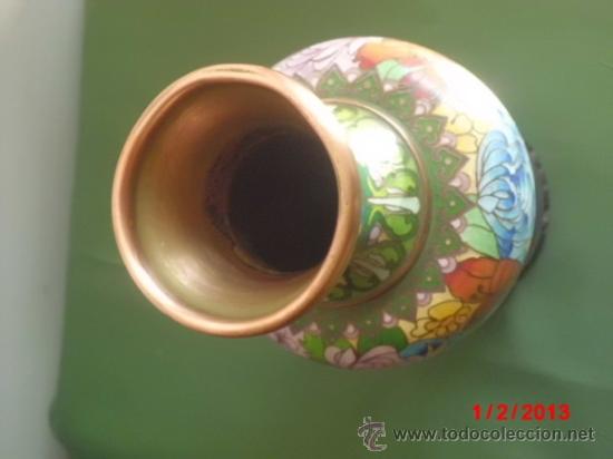 Antig&uuml;edades: JARRON CLOISONN&Eacute; CON PEANA DE MADERA CALADA - Foto 2