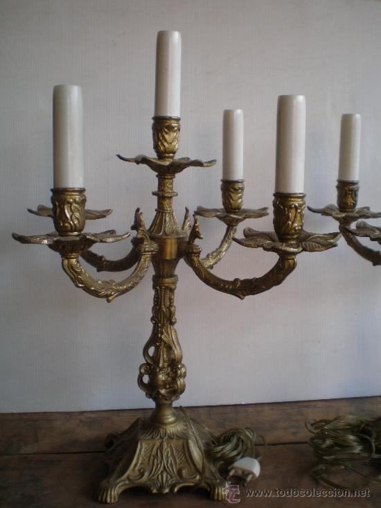 Antig&uuml;edades: PAREJA DE CANDELABROS ELECTRIFICADOS - Foto 4