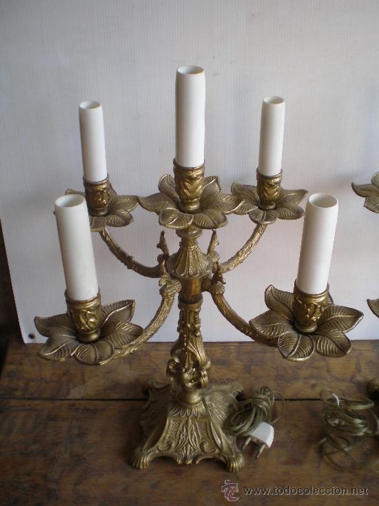 Antig&uuml;edades: PAREJA DE CANDELABROS ELECTRIFICADOS - Foto 5