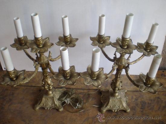 Antig&uuml;edades: PAREJA DE CANDELABROS ELECTRIFICADOS - Foto 6