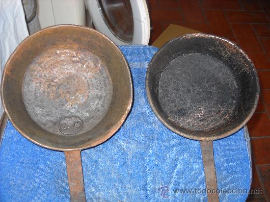 dos antiguas sartenes de cobre - Compra venta en todocoleccion