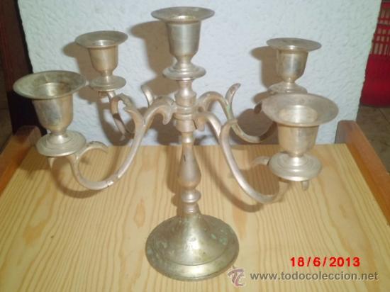 Antiques: CANDELABRO O PORTAVELAS  ANTIGUO DE 5 BRAZOS