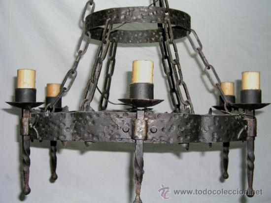 Antig&uuml;edades: LAMPARA MEDIEVAL  DE HIERRO FORJADO. - Foto 7