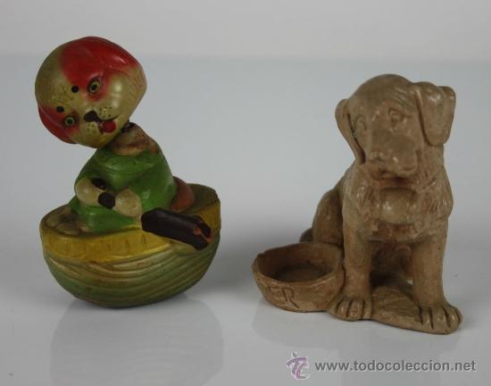 Antig&uuml;edades: PAREJA DE FIGURAS EN CERAMICA Y MADERA A&Ntilde;OS 40 / 50.