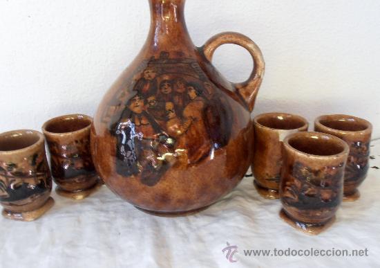 Antig&uuml;edades: JARRA, BOTELLA Y CINCO VASOS DE CERAMICA, - Foto 4