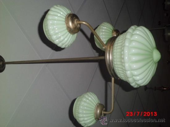 Antigüedades: LAMPARA DE TECHO ANTIGUA CON 3 BRAZOS Y UN PLAFÓN - Foto 2 - 38346667
