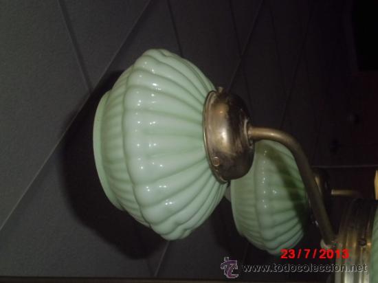Antigüedades: LAMPARA DE TECHO ANTIGUA CON 3 BRAZOS Y UN PLAFÓN - Foto 4 - 38346667
