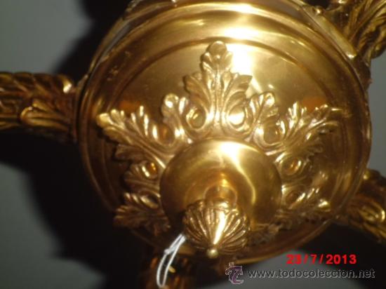 Antig&uuml;edades: LAMPARA DE TECHO ANTIGUA DE BRONCE DE 5 BRAZOS - Foto 2