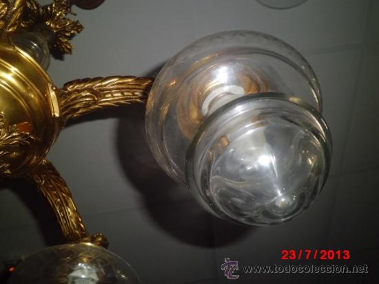 Antig&uuml;edades: LAMPARA DE TECHO ANTIGUA DE BRONCE DE 5 BRAZOS - Foto 3