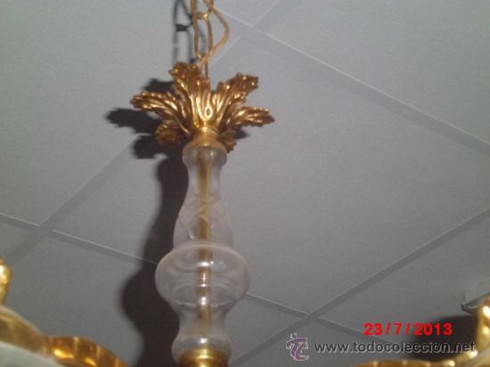 Antig&uuml;edades: LAMPARA DE TECHO ANTIGUA DE BRONCE DE 5 BRAZOS - Foto 4