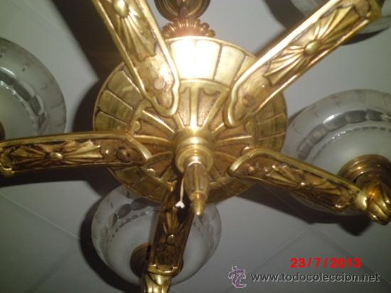 Antig&uuml;edades: LAMPARA DE TECHO DE BRONCE ANTIGUA DE 5 BRAZOS - Foto 2