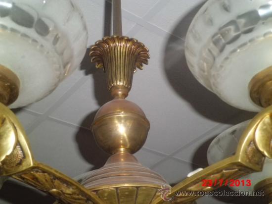 Antig&uuml;edades: LAMPARA DE TECHO DE BRONCE ANTIGUA DE 5 BRAZOS - Foto 3
