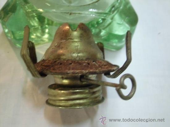 Antig&uuml;edades: ANTIGUO QUINQUE DE CRISTAL VERDE - Foto 5