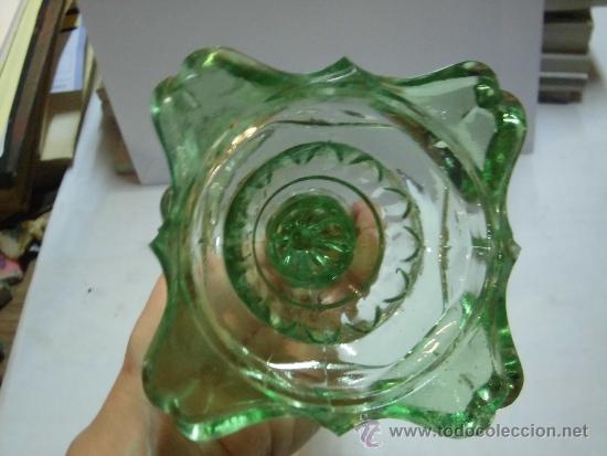 Antig&uuml;edades: ANTIGUO QUINQUE DE CRISTAL VERDE - Foto 6