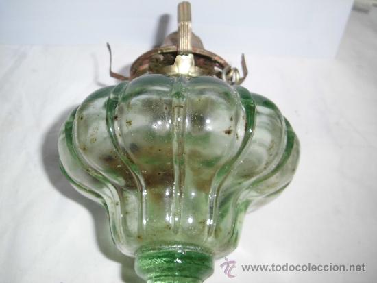 Antig&uuml;edades: ANTIGUO QUINQUE DE CRISTAL VERDE - Foto 8