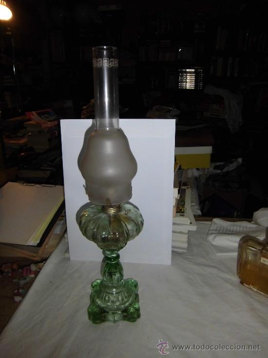 Antig&uuml;edades: ANTIGUO QUINQUE DE CRISTAL VERDE - Foto 10