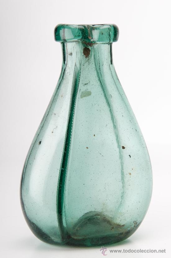 Antiquit&eacute;s: BOTELLA VINAGRERA O MATRIMONIO VIDRIO SOPLADO CATALAN,SIGLO XIX