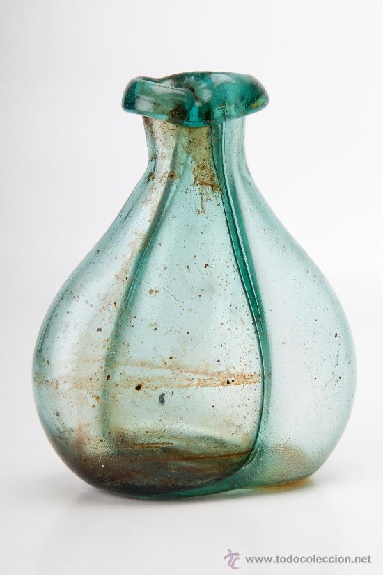 Antiquit&eacute;s: BOTELLA VINAGRERA O MATRIMONIO VIDRIO SOPLADO CATALAN,SIGLO XIX