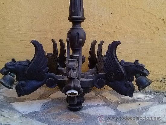 Antig&uuml;edades: ANTIGUA LAMPARA DE MADERA TALLADA, PARA TECHOS - Foto 2