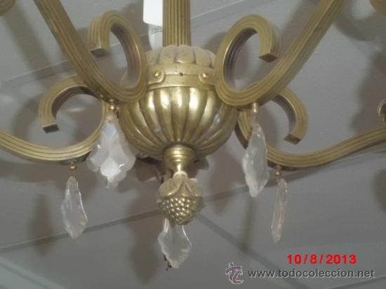 Antig&uuml;edades: LAMPARA ANTIGUA DE TECHO, DE BRONCE Y CRISTAL. - Foto 3