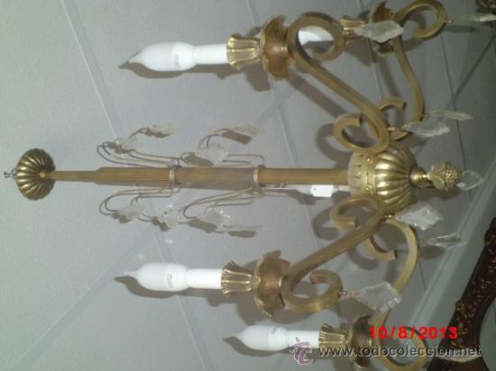 Antig&uuml;edades: LAMPARA ANTIGUA DE TECHO, DE BRONCE Y CRISTAL. - Foto 4