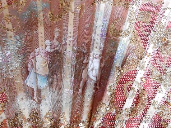 Antig&uuml;edades: ABANICO DE ENCAJE BORDADO Y PINTADO - Foto 2