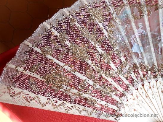 Antig&uuml;edades: ABANICO DE ENCAJE BORDADO Y PINTADO - Foto 4