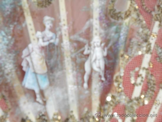 Antig&uuml;edades: ABANICO DE ENCAJE BORDADO Y PINTADO - Foto 5