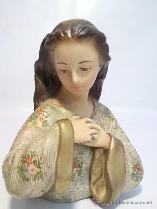 Antiquit&eacute;s: BUSTO DE VIRGEN MARIA CON MANOS DE PLOMO,A&Ntilde;OS 40 O 50