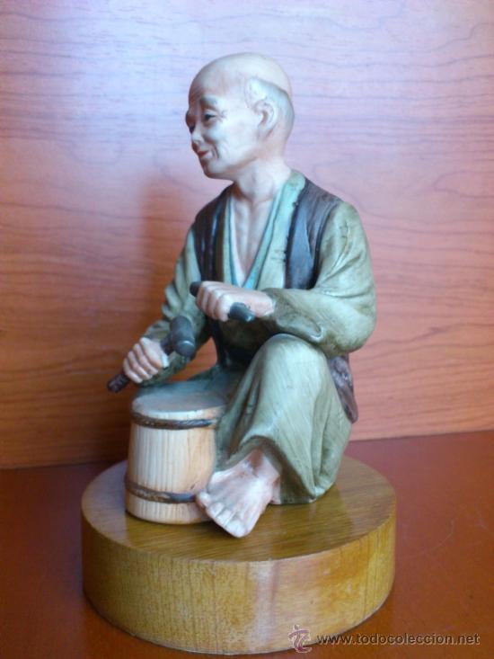Antigüedades: Figura antigua de biscuit sobre peana de madera ( Made in Japan ) - Foto 3 - 38834190