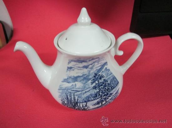 Antig&uuml;edades: CAFETERA  AZUL EIT ENGLAND CERAMICA INGLESA - Foto 3