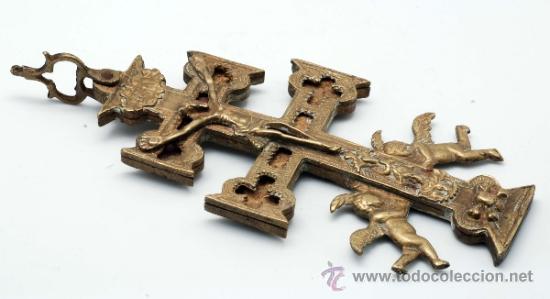 Antig&uuml;edades: Cruz de Caravaca en bronce S XVIII - Foto 8