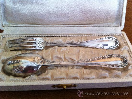 Antig&uuml;edades: ESTUCHE ANTIGUO CON CUCHARA Y TENEDOR - Foto 3