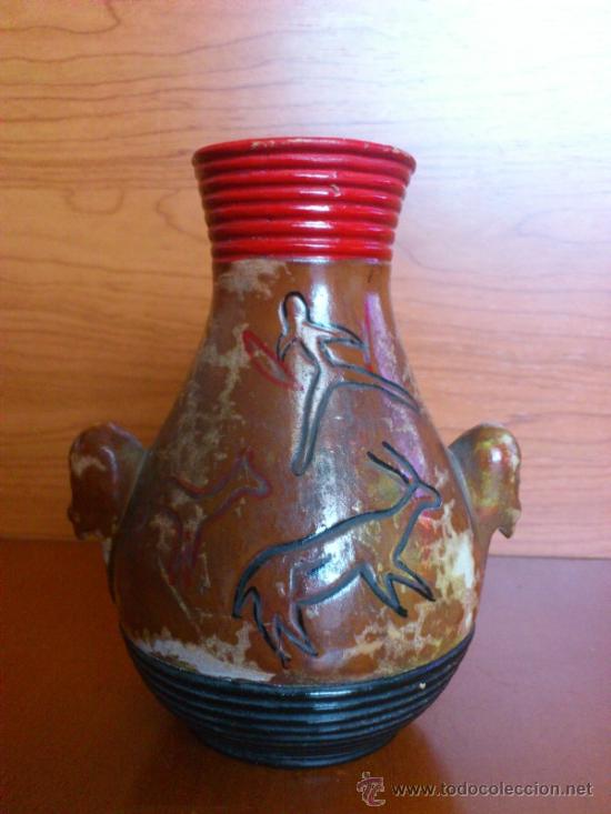 Antig&uuml;edades: Jarr&oacute;n antiguo en madera trabajada y esmaltada a mano - Foto 2