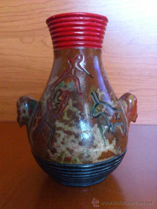 Antig&uuml;edades: Jarr&oacute;n antiguo en madera trabajada y esmaltada a mano - Foto 4