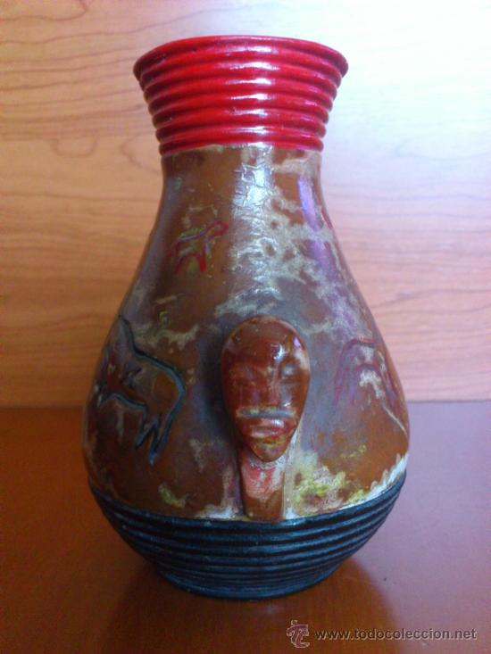 Antig&uuml;edades: Jarr&oacute;n antiguo en madera trabajada y esmaltada a mano - Foto 6