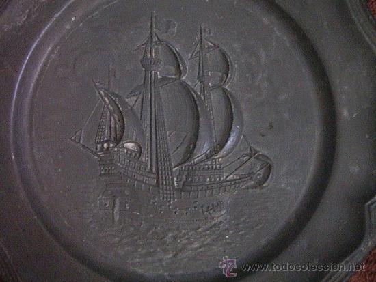 Antig&uuml;edades: barco velero plato de esta&ntilde;o - Foto 2