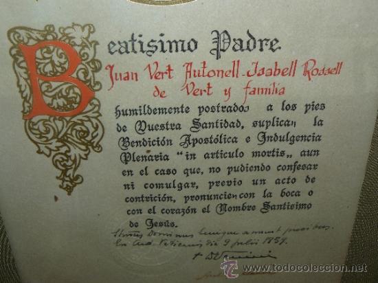 Antig&uuml;edades: DOCUMENTO DE BENDICI&Oacute;N E INDULGENCIA - FIRMADO . - Foto 3