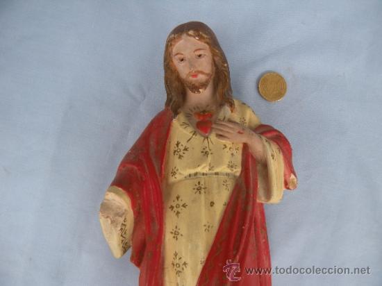 Antig&uuml;edades: ANTIGUA FIGURA CORAZ&Oacute;N DE JES&Uacute;S - Foto 6