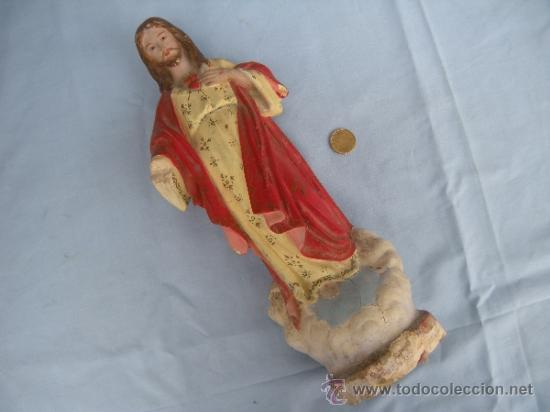 Antig&uuml;edades: ANTIGUA FIGURA CORAZ&Oacute;N DE JES&Uacute;S - Foto 1