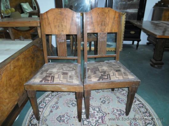 Antig&uuml;edades: MESA EXTENSIBLE+6 SILLAS ART D&Eacute;CO - Foto 3