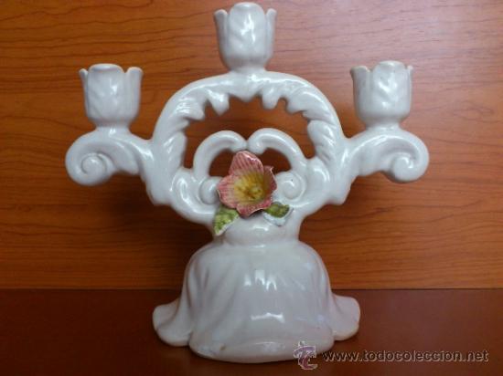 Antig&uuml;edades: Candelabro antiguo en ceramica - Foto 1