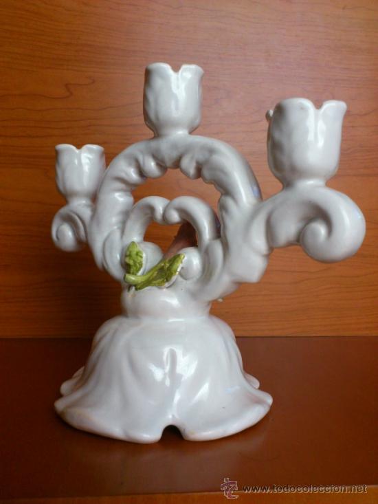 Antig&uuml;edades: Candelabro antiguo en ceramica - Foto 5