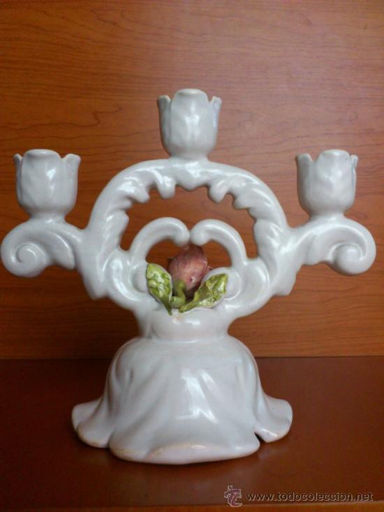 Antig&uuml;edades: Candelabro antiguo en ceramica - Foto 6